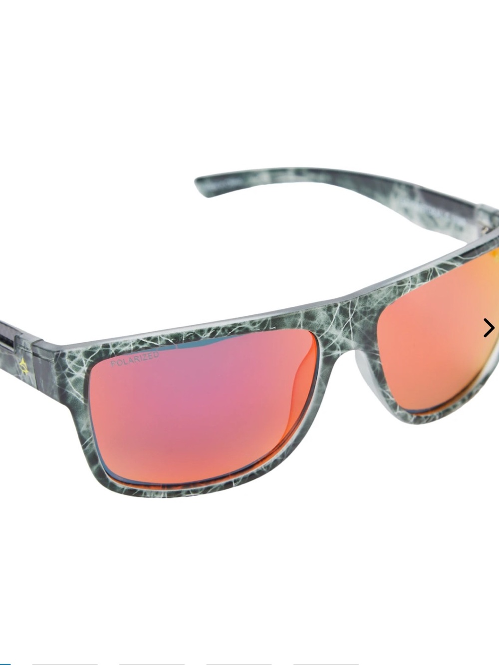 Men's Polarized Sunglasses — Gray Marble Frame with Pink-Orange Mirror Lenses
